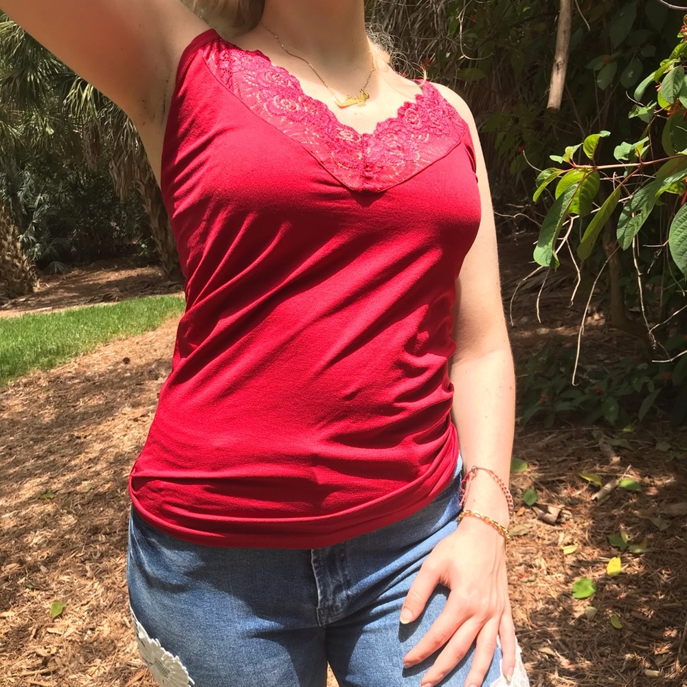 Lace Red Tank ❌‼️